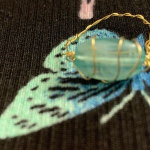 Blue marble gold wrapped ring